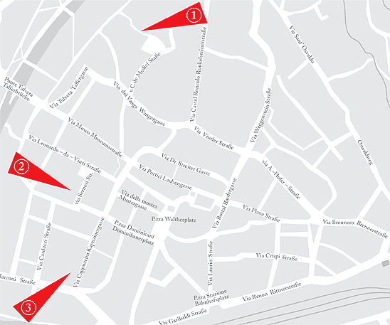 city map with Sections of the exhibition