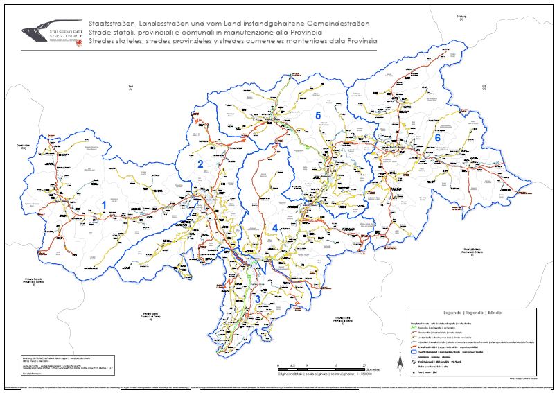 Straßenkarte Südtirols