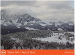 Mit Schnee (im Bild eines der Webcam auf der Seiseralm) hat sich der Winter im Mai zurückgemeldet.